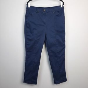Chico's Navy Blue Stretch Khaki Casual Ankle Pants size 8